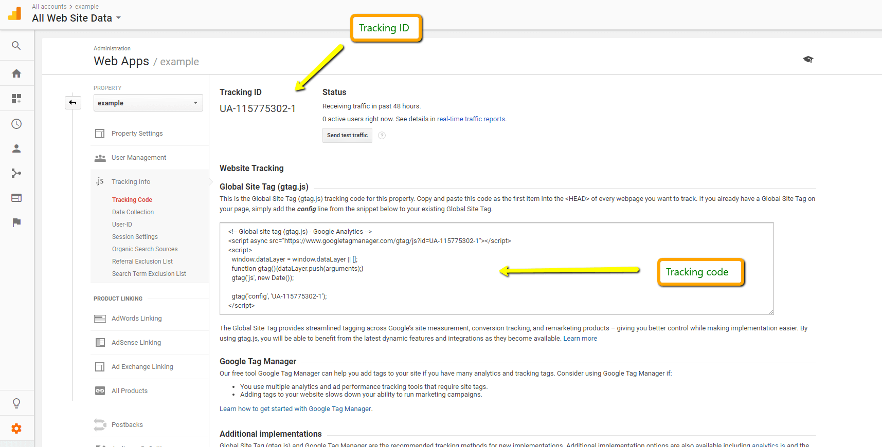 tracking id, tracking code