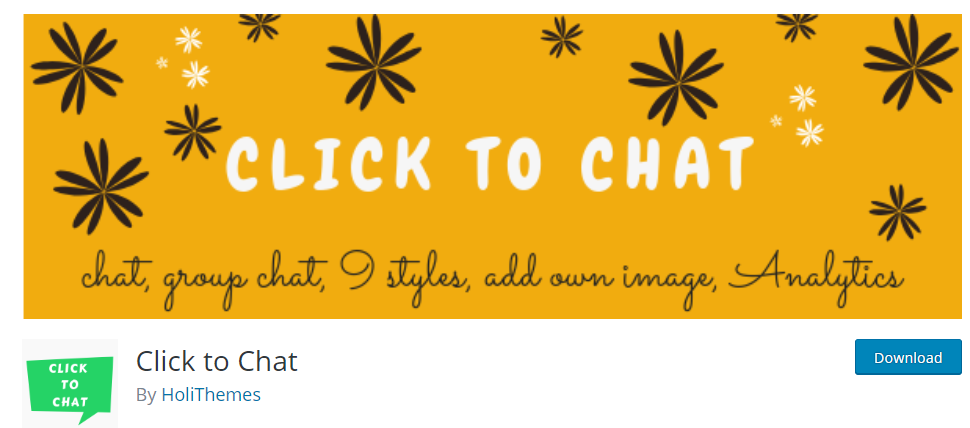 Topping the charts, the free whatsapp plugin CLICK TO CHAT powers unlimited of websites!