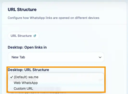 Desktop: URL structure: desktop urlstructureoptions